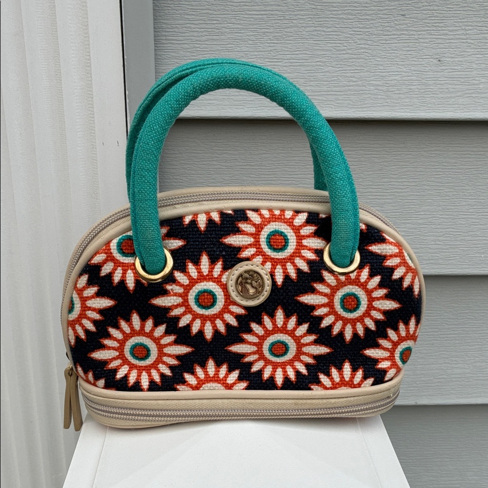 Spartina 449 Linen Cosmetic Make-up Bag or Mini Purse Multicolor Floral